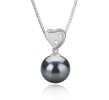 9-10mm Di Tahiti Pendente en Taima - Heart Nero