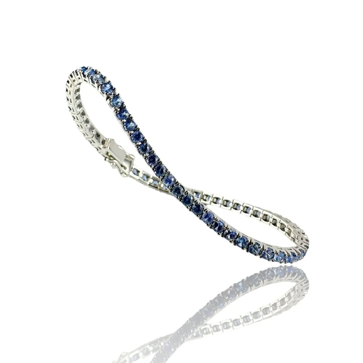 Tennis in oro bianco con zaffiri - Simmi Gioielli