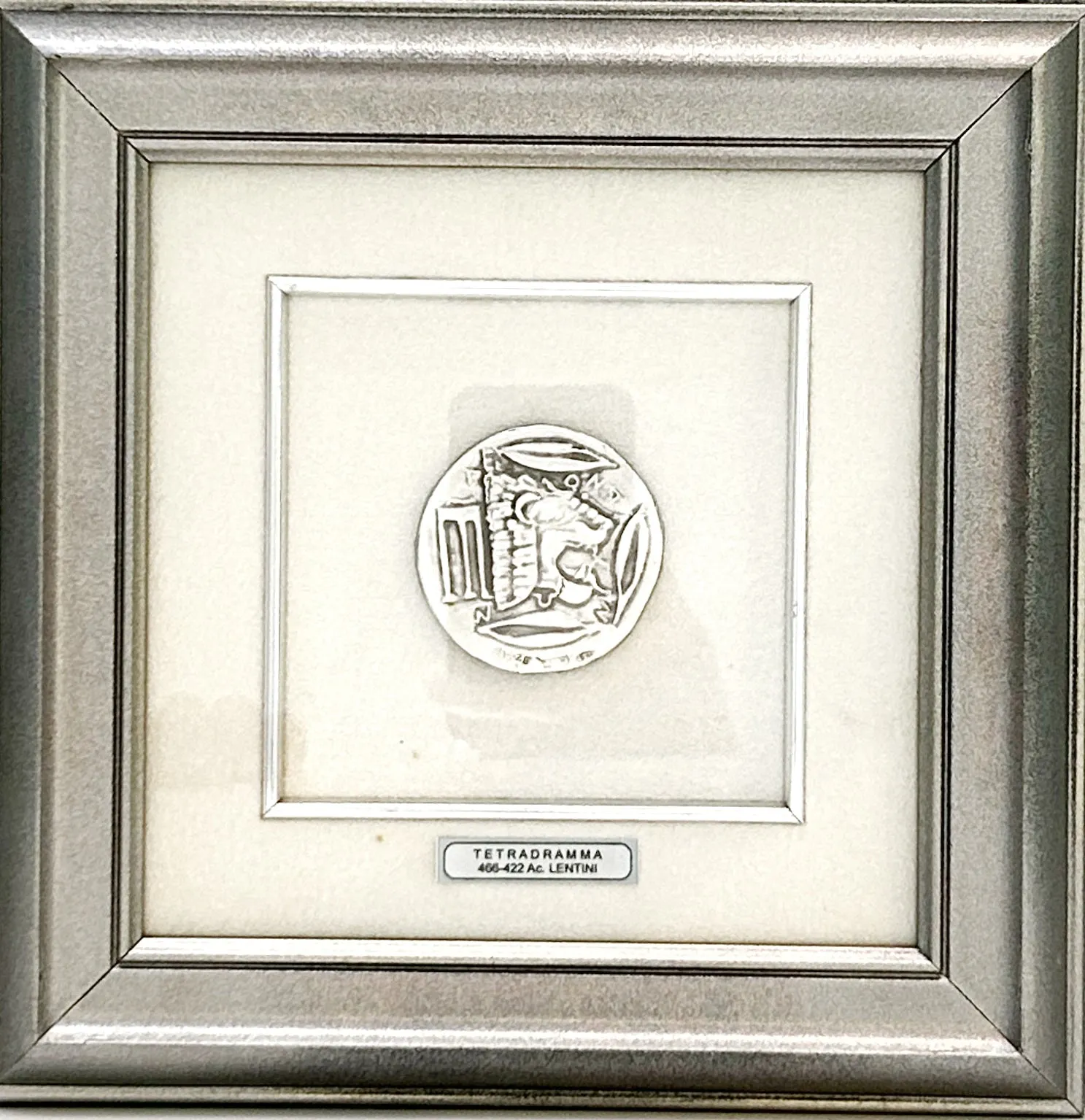 Quadro Tetradramma moneta di Lentini Cornice argento classica Singola