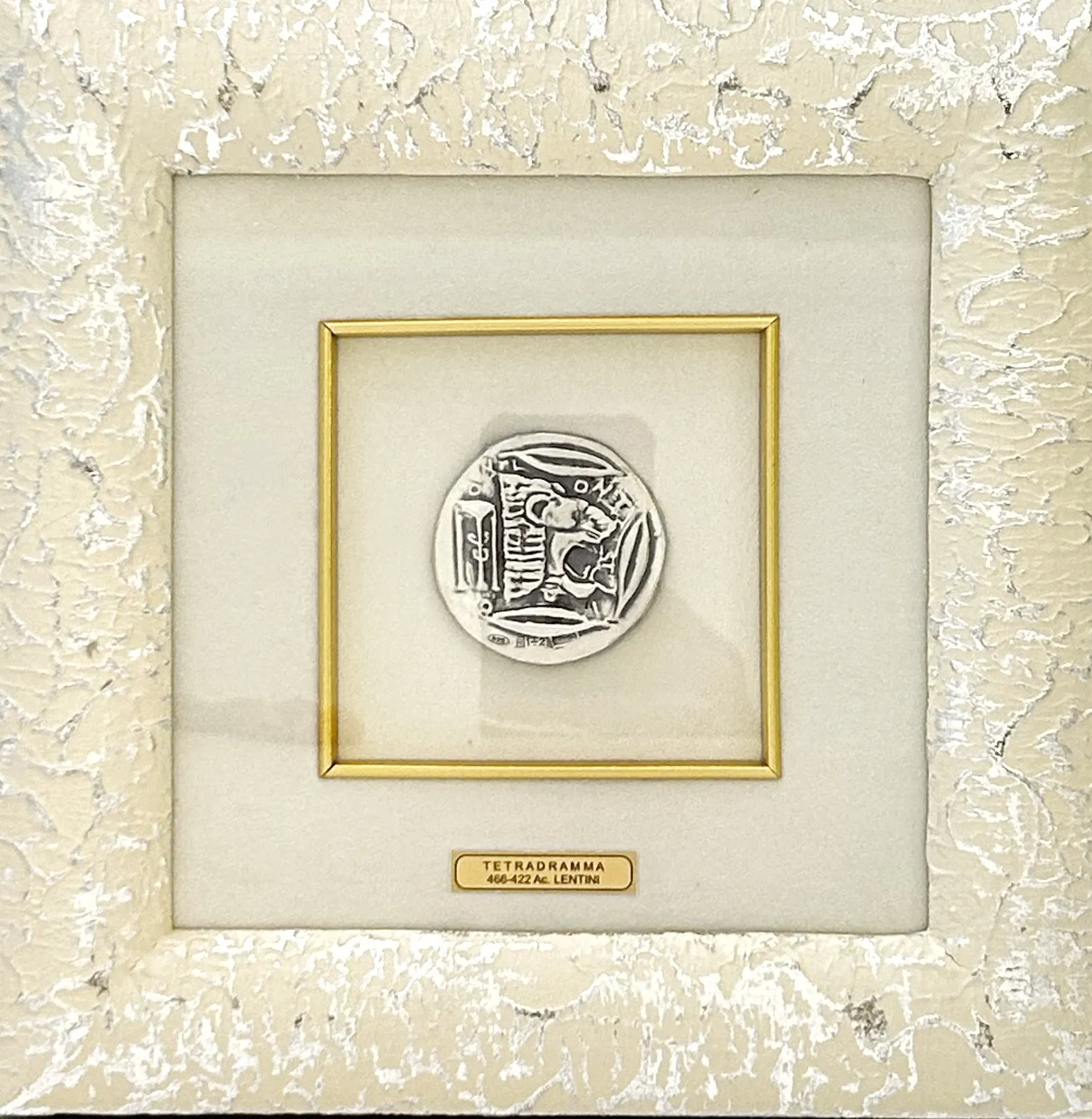 Quadro Tetradramma moneta di Lentini Cornice argento Moderna Singola