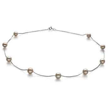 7-8mm di Perle Acqua Dolce Collana en Tin Cup Bianco