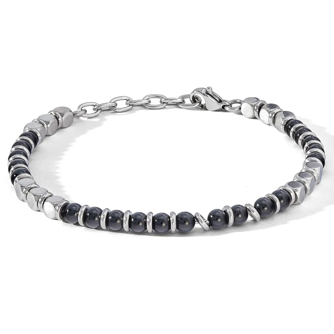 COMETE Uomo Acciaio UBR 1103 Bracciale a filo con Onice Nero - District