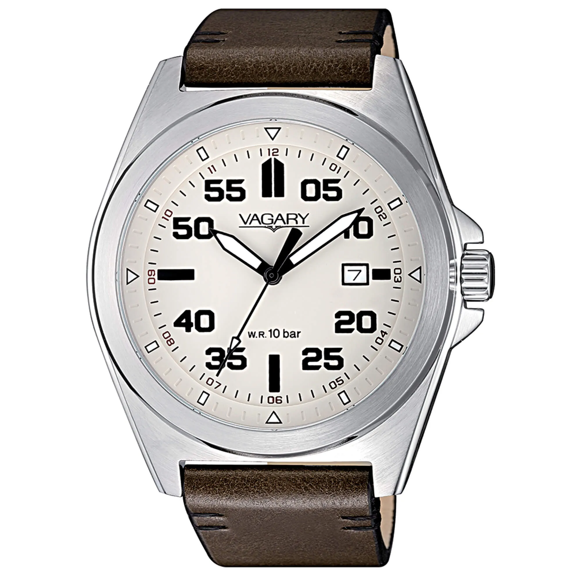 OROLOGIO VAGARY EXPLORE 43 MM BEIGE ARABI ED INDICI NERI - IB8-216-90