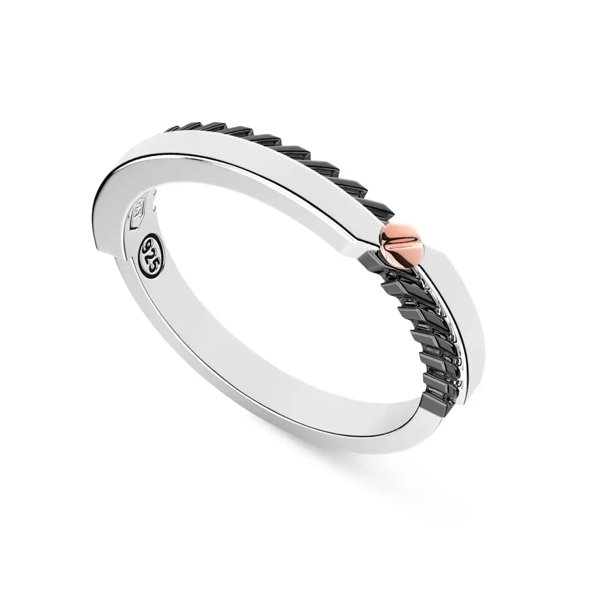 ZANCAN Anello Fedina in Argento e Vite in Oro Rosa