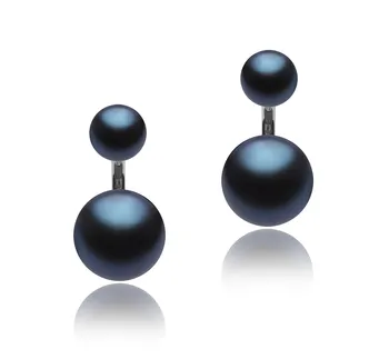 6-11mm di Perle Acqua Dolce Orecchini en Zelda Nero